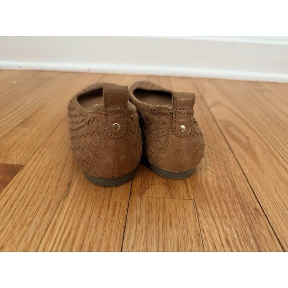 Brown Genuine Leather Woven Ballet Flats Shoes Boho Women’s Sz 8 Neutral Fairy - Picture 6 of 8